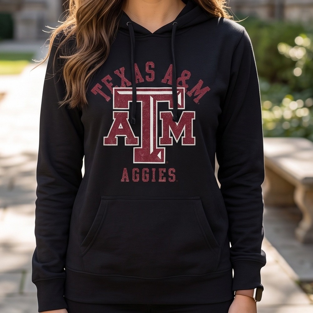 Camp David Texas A&M Aggies Black Glitter V-Neck Pullover Hoodie Womens S